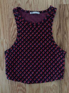 The Coolest Zara Purple & Black Geometric Tank Size S